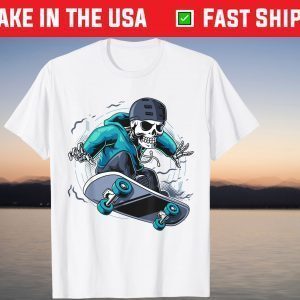 Skeleton Skateboarding Skater Halloween T-Shirt