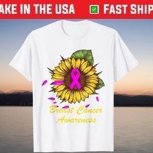 Sunflower Pink Ribbon Breast Cancer Awareness T-Shirt