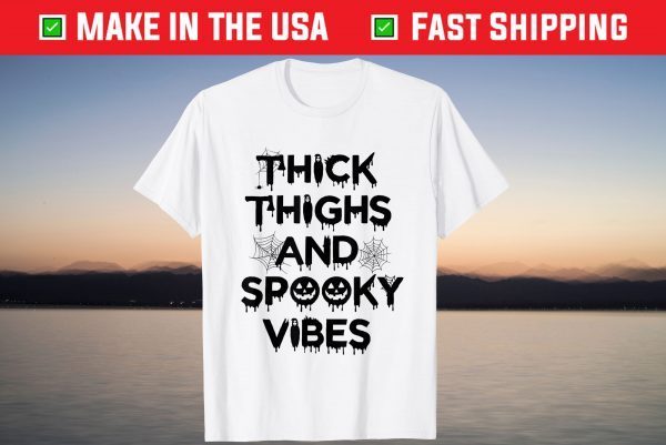 Thick Thighs And Spooky Vibes Pumpkin Halloween Costume T-Shirt