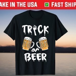 Trick Or Beer Pumpkin Witch Halloween T-Shirt