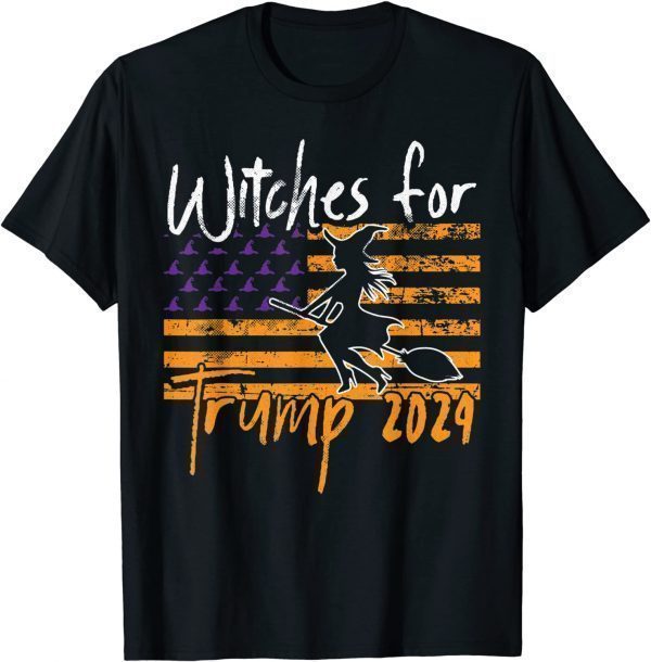 Trump 2024 Lazy Halloween Costume Witch American Flag 2021 Shirt