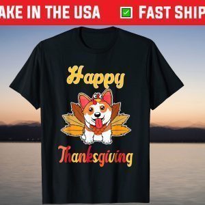 Turkey Pilgrim Ride Corgi Dog Happy Thanksgiving 2021 T-Shirt