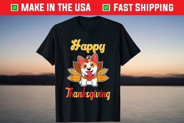 Turkey Pilgrim Ride Corgi Dog Happy Thanksgiving 2021 T-Shirt