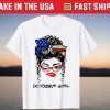 USA Bandana October Girl Wink Eye Face October Birthday Tee Shirt