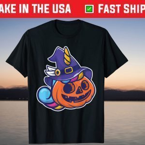 Unicorn Pumpkin Lantern Witch Halloween Thanksgiving T-Shirt