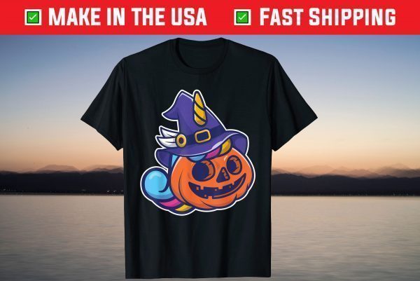 Unicorn Pumpkin Lantern Witch Halloween Thanksgiving T-Shirt