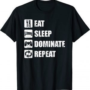 Video Gamer Apparel - Distressed Eat Sleep Dominate Repeat Tee Shirt