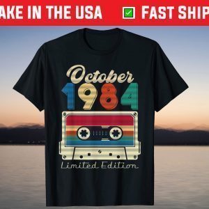 Vintage 37th Birthday October 1984 Cassette Tape T-Shirt