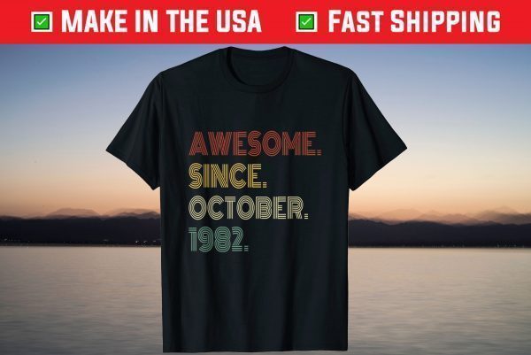 Vintage Awesome Since October 1982 39th Birthday Tee Shirt