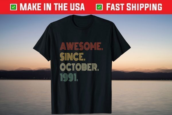 Vintage Awesome Since October 1991 30th Birthday T-Shirt