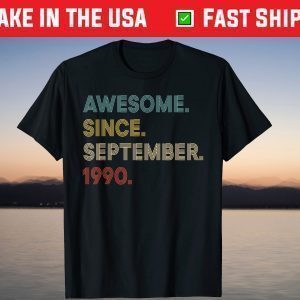 Vintage Awesome Since September 1990 31st Birthday T-Shirt