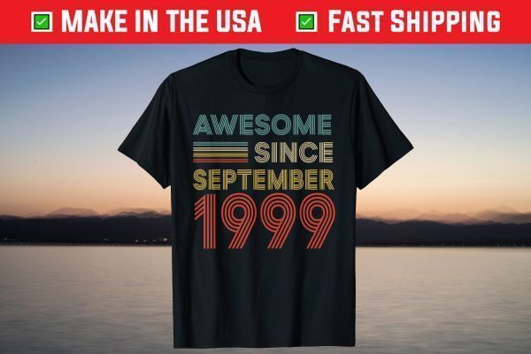 Vintage Awesome Since September 1999 22nd Birthday Shirt