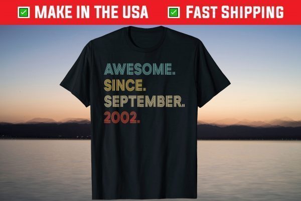 Vintage Awesome Since September 2002 19th Birthday T-Shirt