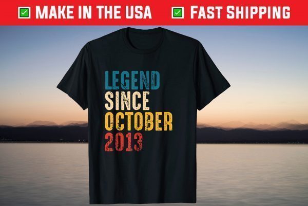 Vintage Legend Since October 2013 8th Birthday Tee Shirt