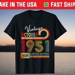 Vintage October 1951 Retro Cassette Tape 70th Birthday T-Shirt