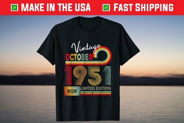 Vintage October 1951 Retro Cassette Tape 70th Birthday T-Shirt