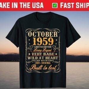 Vintage October 1959 62Th Birthday 62 Years Old T-Shirt