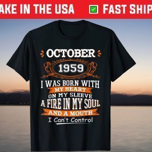 Vintage October 1959 Birthday 60 Years Old Tee Shirt