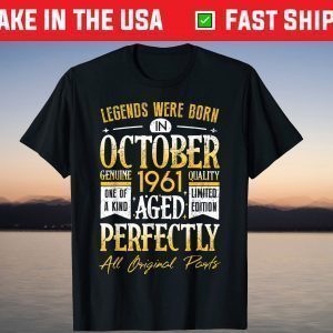 Vintage October 1961 Birthday 60 Years Old Tee shirt