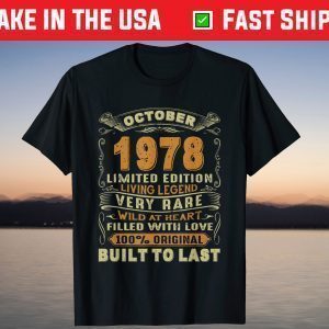 Vintage October 1978 43Th Birthday 43 Years Old T-Shirt