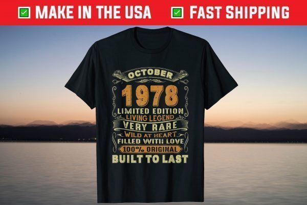 Vintage October 1978 43Th Birthday 43 Years Old T-Shirt