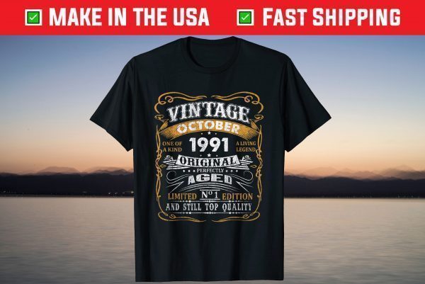 Vintage October 1991 30th Birthday 30 Year Old T-Shirt