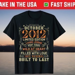 Vintage October 2012 Awesome 9 Years Old 9th Birthday Tee Shirt