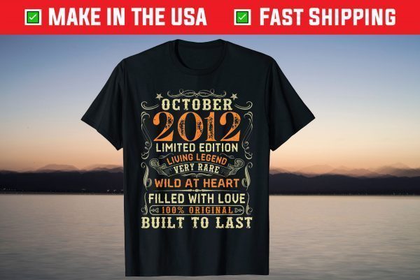 Vintage October 2012 Awesome 9 Years Old 9th Birthday Tee Shirt