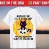 Vintage Scary Halloween Black Cat Costume Witch Hat & Moon Unisex Shirt
