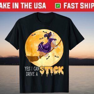 Yes I Can Drive A Stick Cute Halloween Corgi Dog Witch T-Shirt