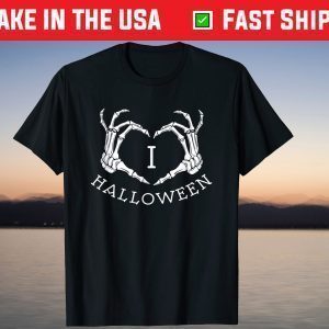 love Halloween skeleton heart T-shirt