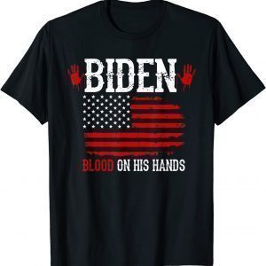 Biden Blood On His Hands USA Flag - Vintage Biden Handprint Us 2021 Shirt