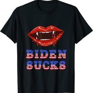 Biden Sucks Sexy Lips Blood and Fangs Vampire Halloween Tee Shirt
