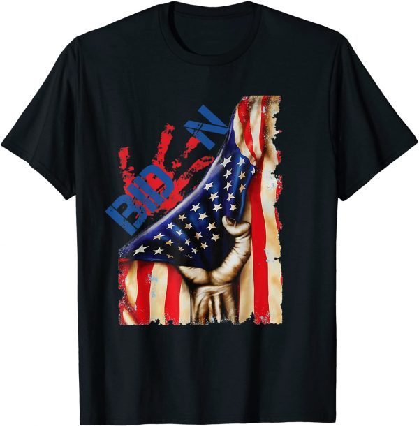 Blood On His Hands Biden Bring Trump Back Distressed US Flag 2021 Shirt