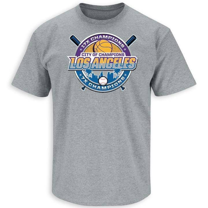 Los Angeles City Of Champions LA Baseball and Los Angeles Basketball T-shirt