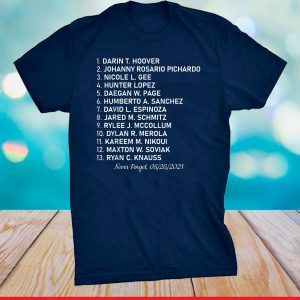 Never Forget Of Fallen Soldiers 13 Heroes Name 2021 Shirt