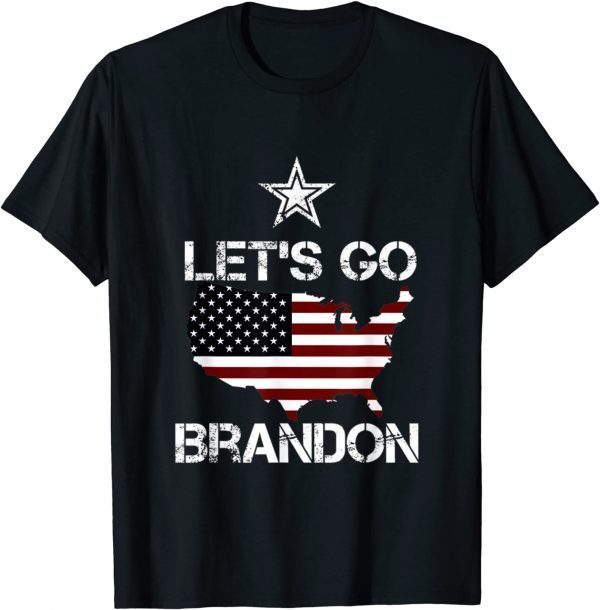 Anti Biden Let's Go Brandon Conservative Anti Liberal USA Flag T-Shirt