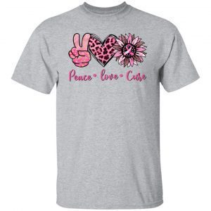 Breast Cancer Peace Love Cure Gift Shirt