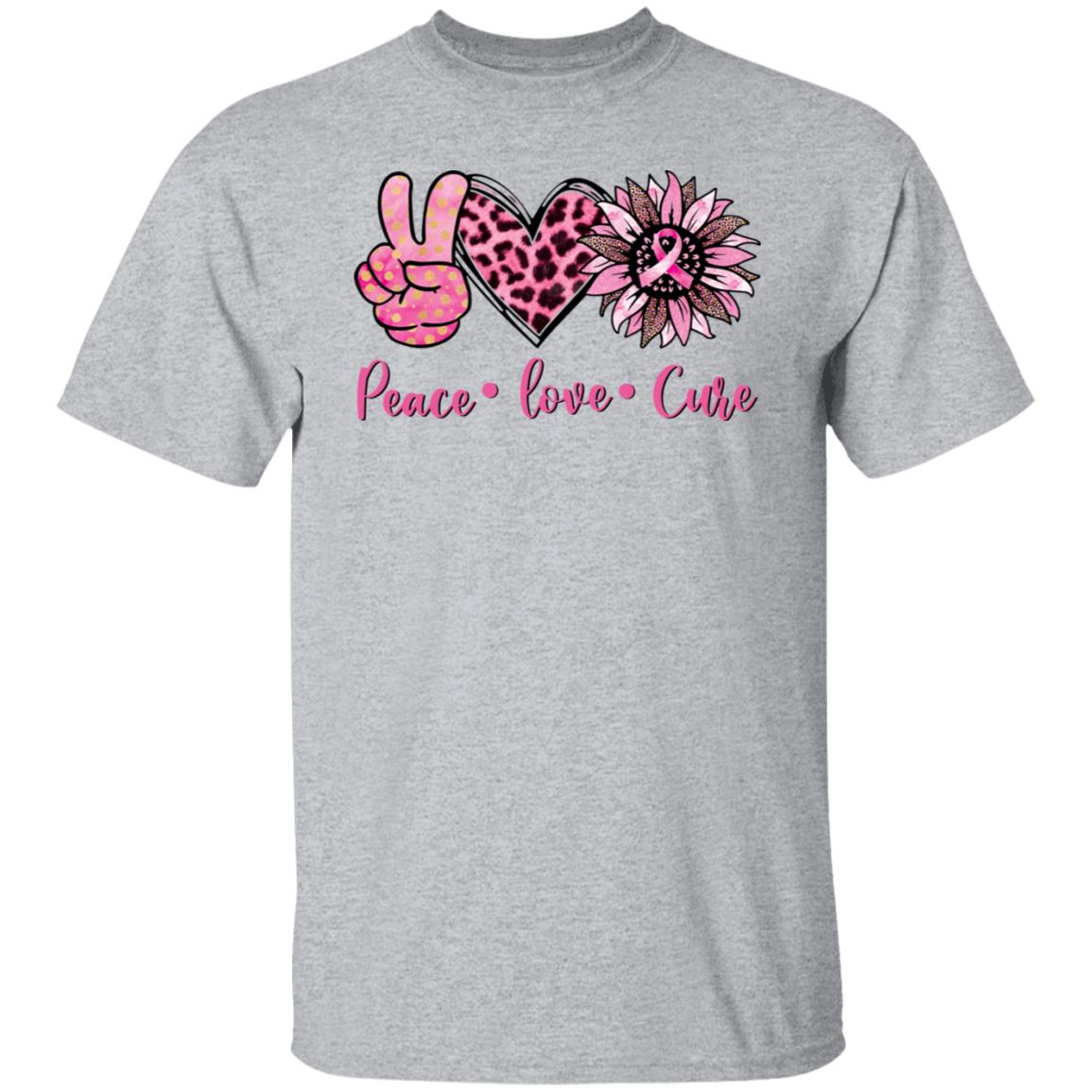 Breast Cancer Peace Love Cure Gift Shirt