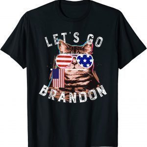 Cat US Flag Let's go Brandon T-Shirt