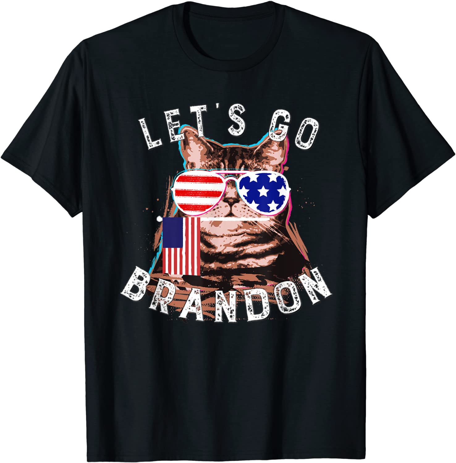 Cat US Flag Let's go Brandon T-Shirt
