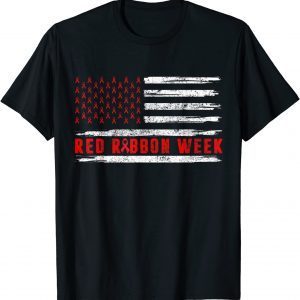 Flag USA Vintage We Wear Red For Red Ribbon Week Awareness Limited Shirt
