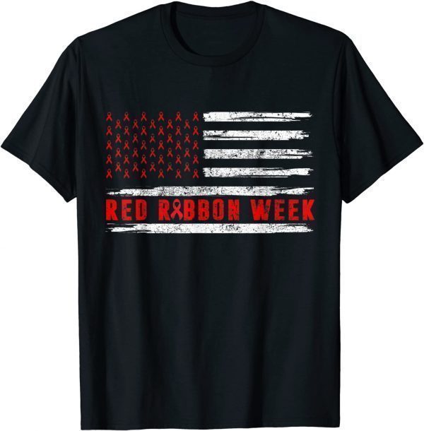 Flag USA Vintage We Wear Red For Red Ribbon Week Awareness Limited Shirt
