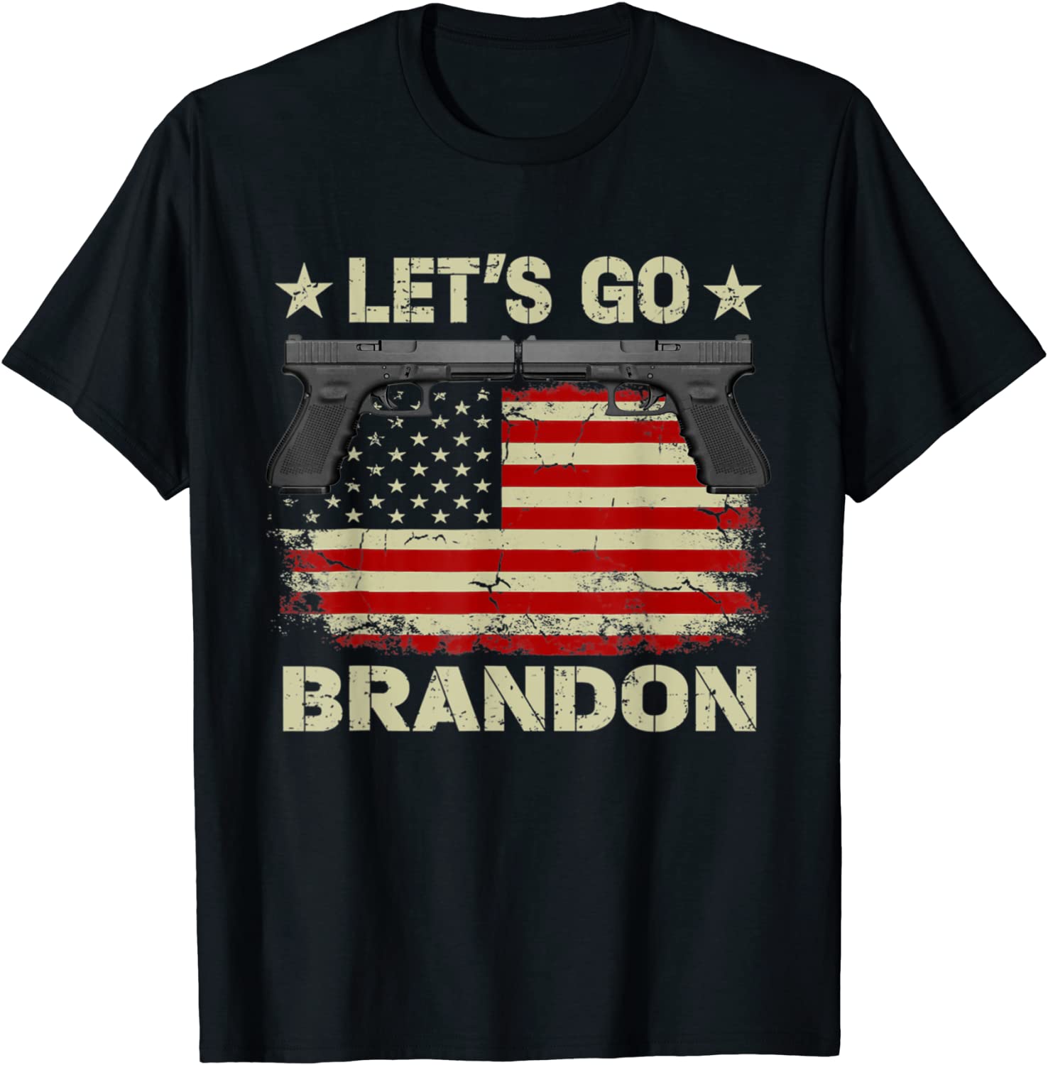 Gun American Flag Patriots Let's Go Brandon Tee Shirt