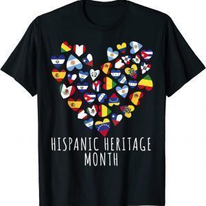 Hispanic Heritage Month all Countries Flags heart Unisex Shirt