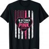 In October We Wear Pink USA Flag Pink Ribbon Breast Cancer T-Shirt
