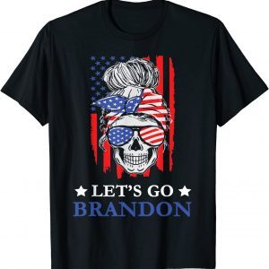Let's Go Brandon Chant Messy Bun America Flag Classic Shirt