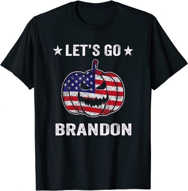 Let's Go Brandon, Impeach Biden, Halloween Pumpkin USA Flag US 2021 Shirt