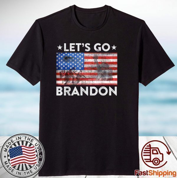 Let's Go Brandon, Joe Biden Chant, Impeach Biden US Flag Tee Shirt