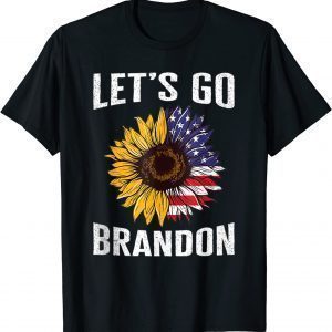 Let's Go Brandon Sunflower Lets Go Brandon Us Flag Tee Shirt
